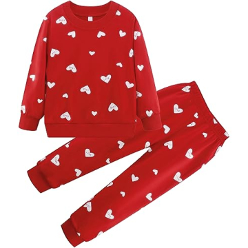 RETSUGO Girls Heart Outfit Winter Clothes Set for Girls Hearts Clothing 2 Piece Set Toddler Girl Swe...