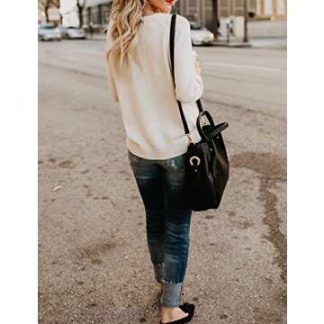 Alsol Lamesa Women's Cute Heart Sweater Long Sleeve Crewneck Pullover Ribbed Knit Casual Sweaters