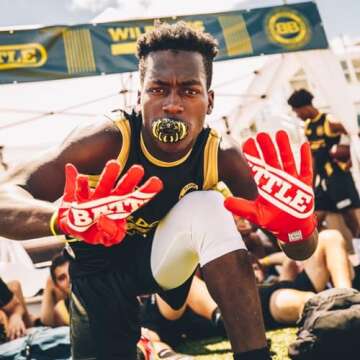 Battle Sports Double Threat Wide Receiver - Adult and Youth Football Gloves - Ultra Stick Gloves - Adult Large, White