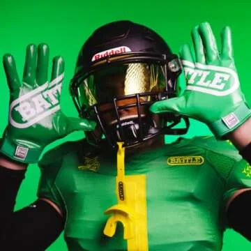 Battle Sports Double Threat Wide Receiver - Adult and Youth Football Gloves - Ultra Stick Gloves - Adult Large, White