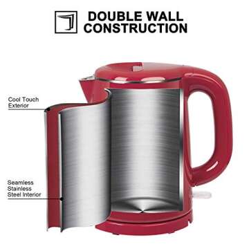 Secura Stainless Steel Double Wall Electric Kettle Water Heater for Tea Coffee w/Auto Shut-Off and B...