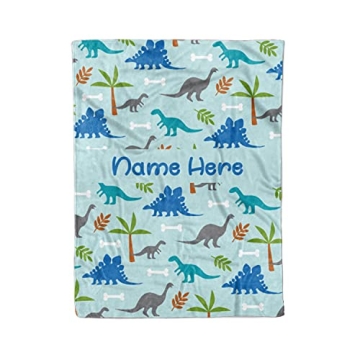 Personalized Dinosaur Fleece Blanket for Kids - Soft & Washable