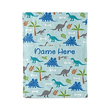 Personalized Dinosaur Fleece Blanket for Kids - Soft & Washable