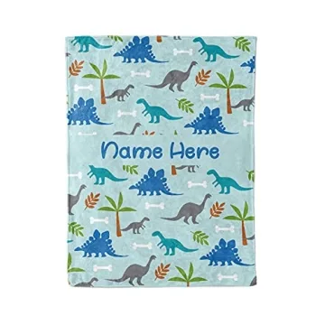 Personalized Dinosaur Fleece Blanket for Kids - Soft & Washable