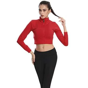 Stylish J-pinno Women's Athletic Crop Top Jacket