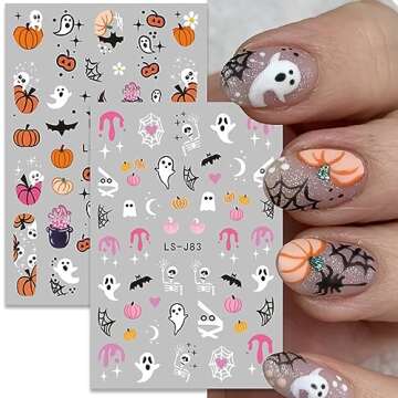 6Sheets Halloween Nail Art Stickers 3D Cute Zombie Ghost Nail Decals Pumpkin Blood Skull Spooky Nail Design Stickers Black Cat Halloween Nail Stickers Gothic Nail Supplies for Women Halloween Nail DIY