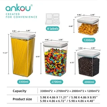 ANKOU Airtight Food Storage Containers - 8 Pcs Set