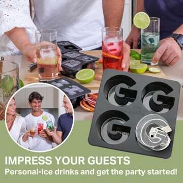 DRINKSPLINKS Custom Letter G Silicone Ice Cube Tray‚ Personalized Monogram Big Ice Cube Molds for Whiskey, Bourbon, Cocktails, and Customized Gifts with Initials. Fun Alphabet Mold for Every Name.