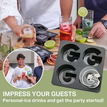 DRINKSPLINKS Custom Letter G Silicone Ice Cube Tray‚ Personalized Monogram Big Ice Cube Molds for Whiskey, Bourbon, Cocktails, and Customized Gifts with Initials. Fun Alphabet Mold for Every Name.