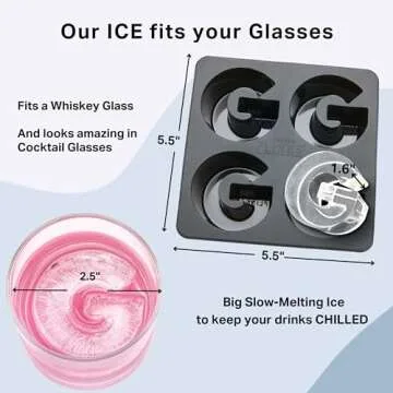 DRINKSPLINKS Custom Letter G Silicone Ice Cube Tray‚ Personalized Monogram Big Ice Cube Molds for Whiskey, Bourbon, Cocktails, and Customized Gifts with Initials. Fun Alphabet Mold for Every Name.