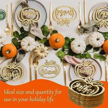 Qunclay Thanksgiving Pumpkin Wood Cutouts for Fall Decor
