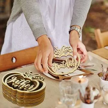 Qunclay Thanksgiving Pumpkin Wood Cutouts for Fall Decor