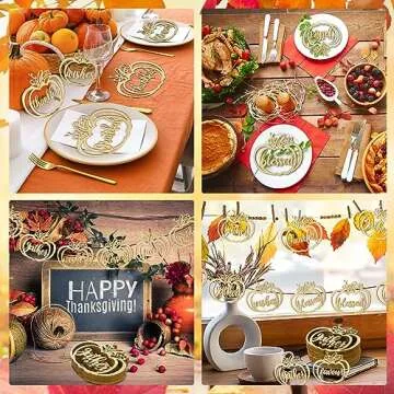 Qunclay Thanksgiving Pumpkin Wood Cutouts for Fall Decor