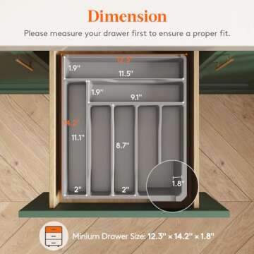 Lifewit Silverware Drawer Organizer Tray, Plastic Cutlery Storage for Kitchen Drawer, Flatware and U...