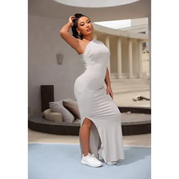 Halfword One Shoulder Ribbed Dress for Women