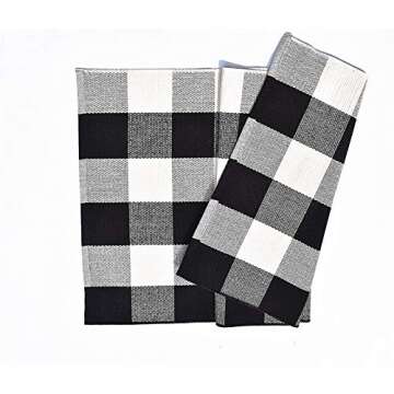 Love Happy Buffalo Check Plaid Bath Runner Cotton Plaid Checkered Bath Mat Kitchen Mat Entry Way Bat...