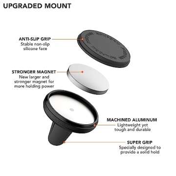 Rokform - Magnetic Air Vent Mount, Super Grip Car Truck & Van Vent Clip, Aluminum Cell Phone Holder, Removable Vent Magnet Mount, Specially Designed for Rokform Cases (Black)