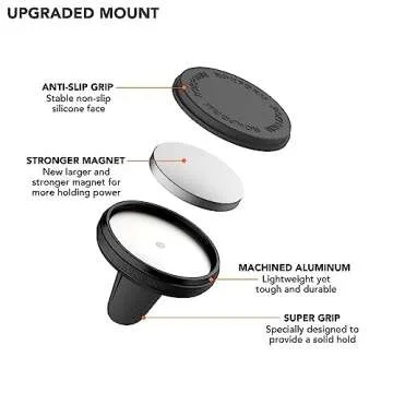 Rokform - Magnetic Air Vent Mount, Super Grip Car Truck & Van Vent Clip, Aluminum Cell Phone Holder, Removable Vent Magnet Mount, Specially Designed for Rokform Cases (Black)