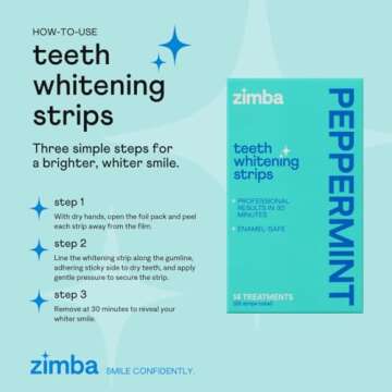 Zimba Peppermint Flavored Whitening Strips for Sensitive Teeth