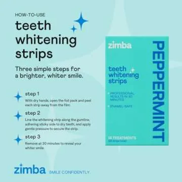 Zimba Peppermint Flavored Whitening Strips for Sensitive Teeth