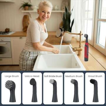 LifeBasis Electric Cleaning Brush with 5 Brush Heads | Cordless