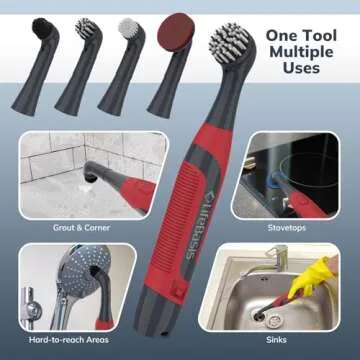 LifeBasis Electric Cleaning Brush with 5 Brush Heads | Cordless