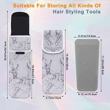 Catcan Hair Styling Tool Storage Bag Set with Heat Resistant Silicone Mat and Curling Iron Holder fo...