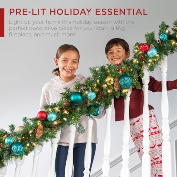 9ft Pre-Lit Christmas Garland with LED Lights