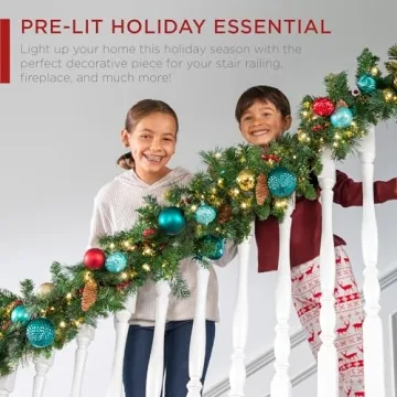 9ft Pre-Lit Christmas Garland with LED Lights