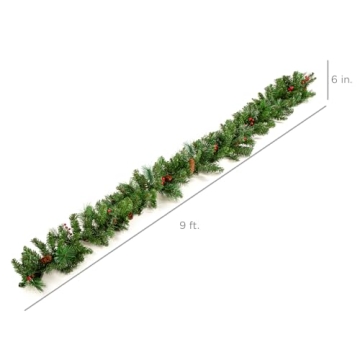 9ft Pre-Lit Christmas Garland with LED Lights