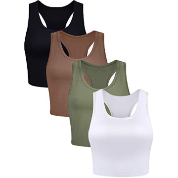 Versatile 4 Piece Women’s Sleeveless Crop Tank Top Set for Yoga and Casual Wear