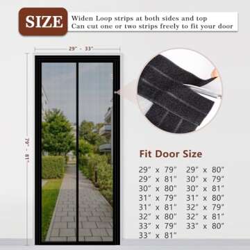 Yotache Adjustable Magnetic Screen Door Fit Doors Size Width 29" - 33" Height 79" - 81", Reinforced ...
