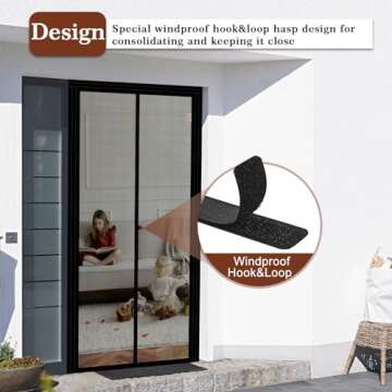 Yotache Adjustable Magnetic Screen Door Fit Doors Size Width 29" - 33" Height 79" - 81", Reinforced Fiberglass Mesh with Full Frame Hook&Loop Strip Black