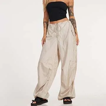 WOBONIU Women's Low Waist Cargo Pants - Trendy Comfort