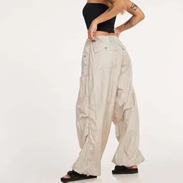 WOBONIU Women's Low Waist Cargo Pants - Trendy Comfort
