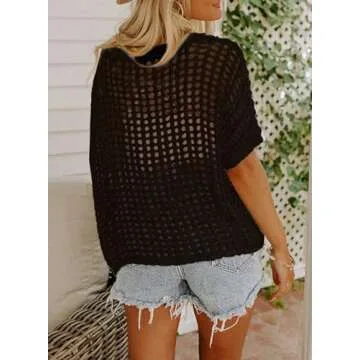 Dokotoo Women's Lightweight Summer Crochet Sweater