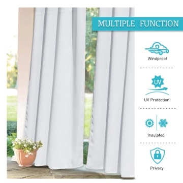 RYB HOME Outdoor Blackout Curtains for Patio Privacy
