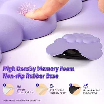 Keyboard Cloud Wrist Rest with Soft Leather Memory Foam Wrist Support/Cushion for Easy Typing and Pain Relief, Egronomic Non-Slip Computer Palm Rest for PC Gaming/Laptop/Hand Pad/Mac (Purple)