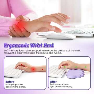 Keyboard Cloud Wrist Rest with Soft Leather Memory Foam Wrist Support/Cushion for Easy Typing and Pain Relief, Egronomic Non-Slip Computer Palm Rest for PC Gaming/Laptop/Hand Pad/Mac (Purple)