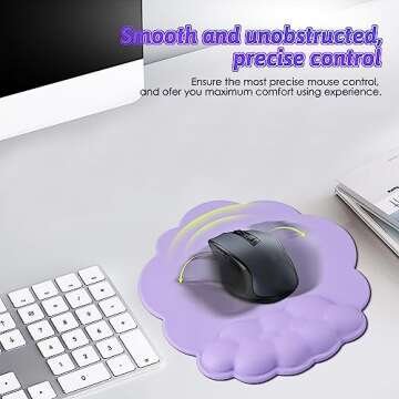 Keyboard Cloud Wrist Rest with Soft Leather Memory Foam Wrist Support/Cushion for Easy Typing and Pain Relief, Egronomic Non-Slip Computer Palm Rest for PC Gaming/Laptop/Hand Pad/Mac (Purple)