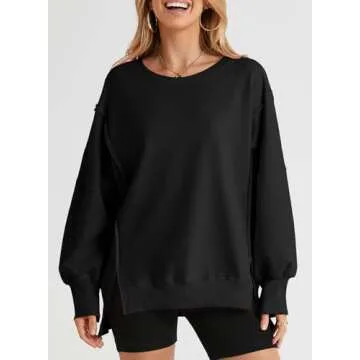 SHEWIN Womens Sweatshirt Casual Long Sleeve Crew Neck Loose Comfy Pullover Tops Lightweight Soft Spring Oversized Sweatshirts for Women A Black Small