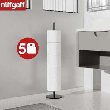 Black Toilet Paper Holder Stand for Bathroom Toilet Paper Storage,Stainless Steel Freestanding Toile...