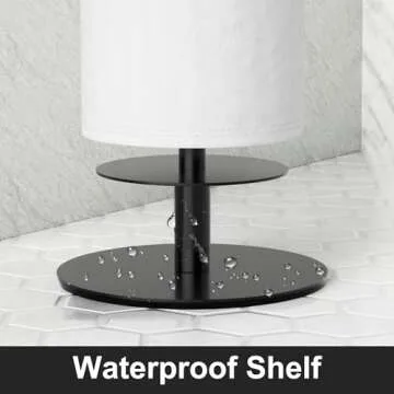 Black Toilet Paper Holder Stand for Bathroom Toilet Paper Storage,Stainless Steel Freestanding Toilet Paper Holder with Shelf 5.5CM Hold 5 Paper Rolls,Fashion Bathroom Toilet Paper Roll Holder Stand