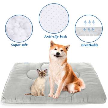 Dog Crate Pad(23"x 36"), Dog Crate Mat with Anti-Slip Bottom, Dog Mats for Sleeping, Breathable Dog ...