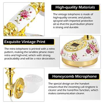 Vintage Landline Phone with Push Button LCD Display