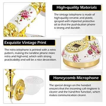 Vintage Landline Phone with Push Button LCD Display