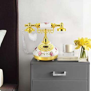 Vintage Landline Phone with Push Button LCD Display