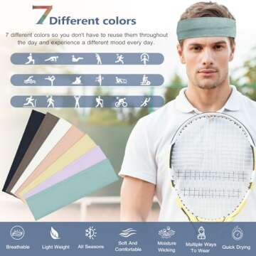 DiyJibb Headbands for Women Non Slip - 7PCS Fashion Sports Hair Bands for Women's Hair, Soft Cotton ...