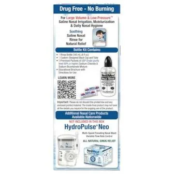 NeilMed Sinus Rinse Starter Kit with 5 Premixed Saline Packets - Large Volume Low Pressure Saline Nasal Irrigation & moisturizing Complete System