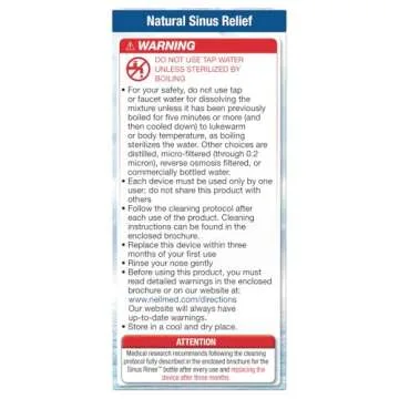 NeilMed Sinus Rinse Starter Kit with 5 Premixed Saline Packets - Large Volume Low Pressure Saline Nasal Irrigation & moisturizing Complete System